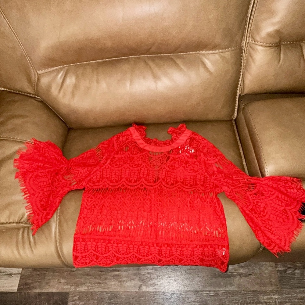 Red Lace Blouse - Picture 6 of 6
